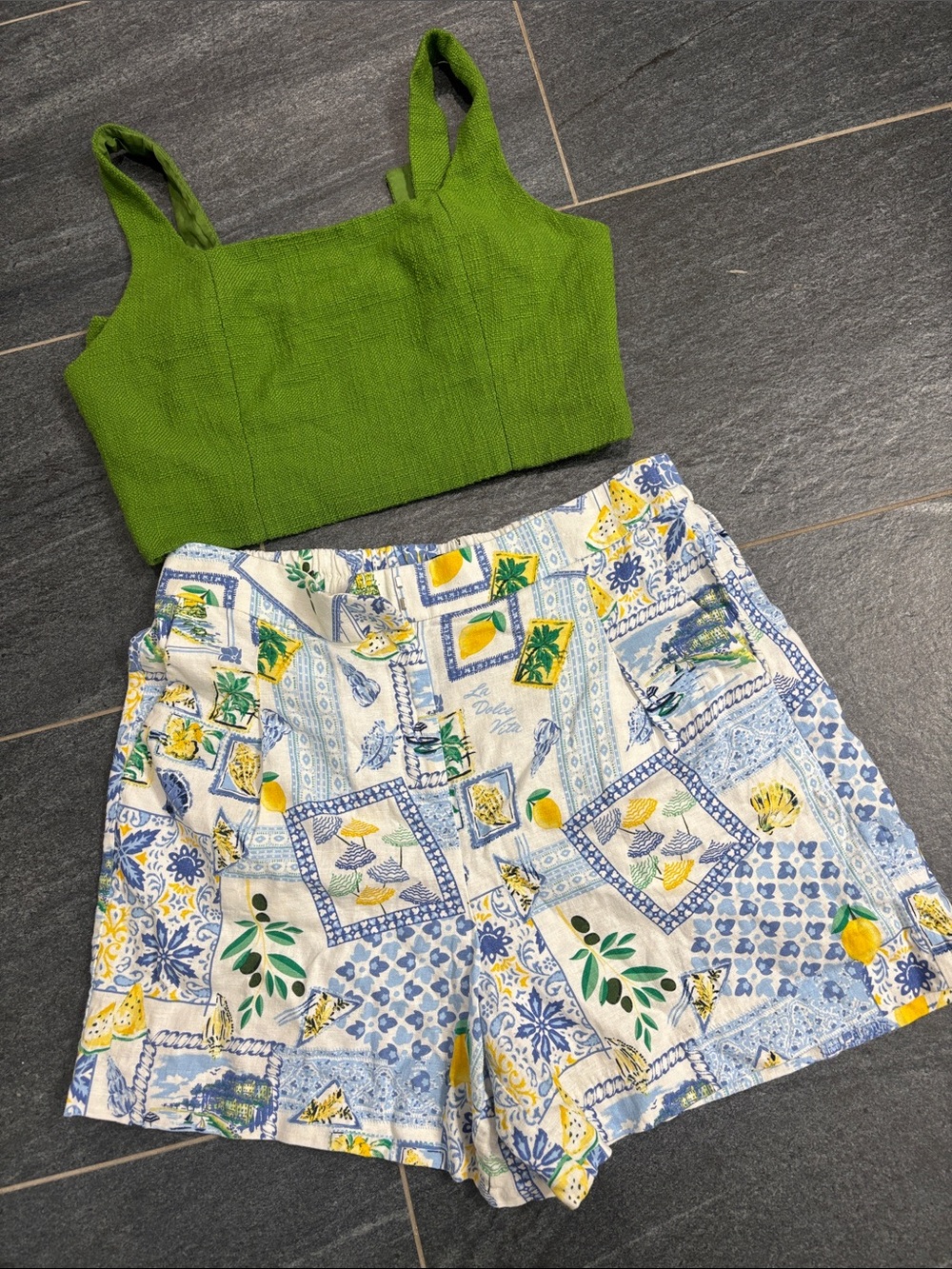 J. Crew Printed linen blend shorts